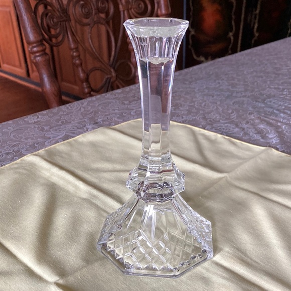 Other - Crystal candlestick 8” hi 4 “ wide octagonal shape w/lattice pattern